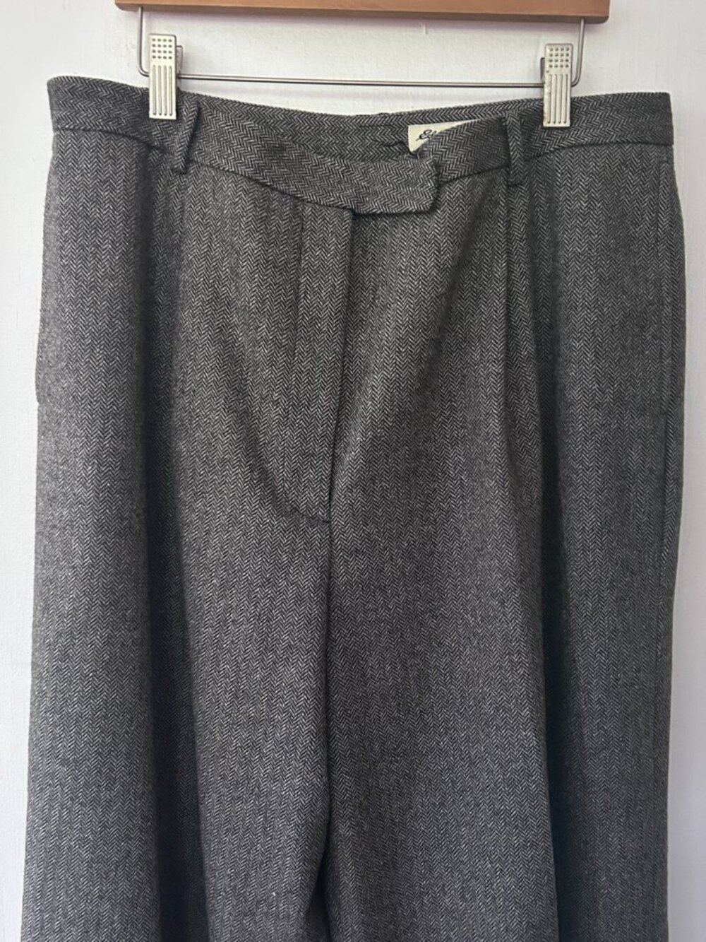 Eddie Bauer Hounds Tooth Wool Blend Trousers Womens‎ 14 Tall Brown Gray VINTAGE - Picture 2 of 7